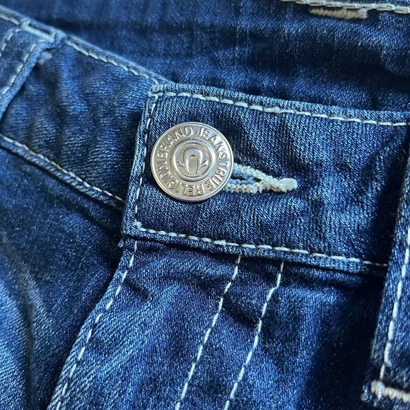 True Religion Blue Straight Leg Jeans Distressed (Size 29) - Picture 3 of 9